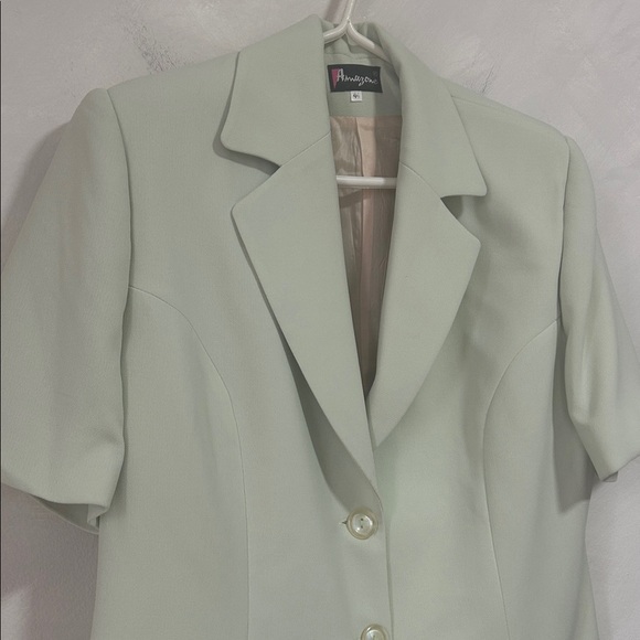 Vintage Y2K short sleeve blazer turquoise teal size medium Amazone - Picture 3 of 8
